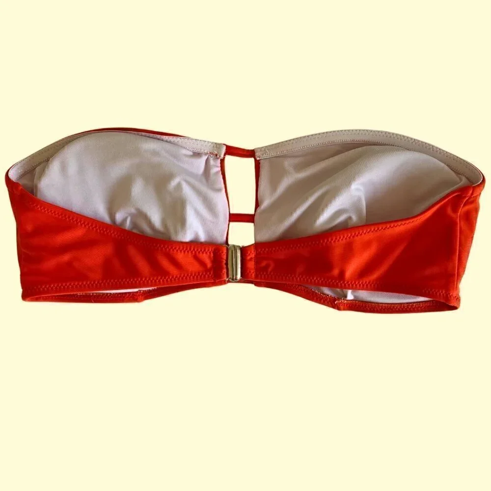 Red/Orange Cupshe Bikini Swimsuit Top with Front Cutout